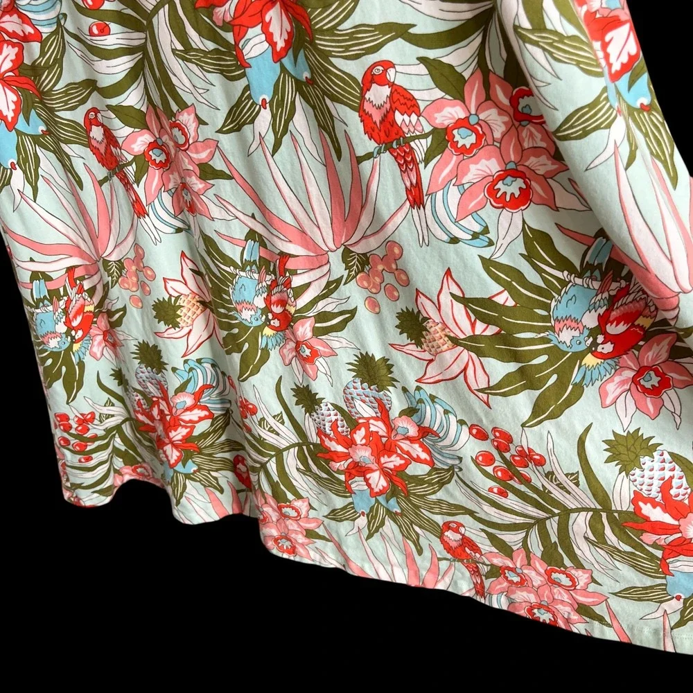 Talbots Coastal Tropical Parrot Floral Size M V-Neck A-Line Maxi Pullover Dress - Picture 4 of 11